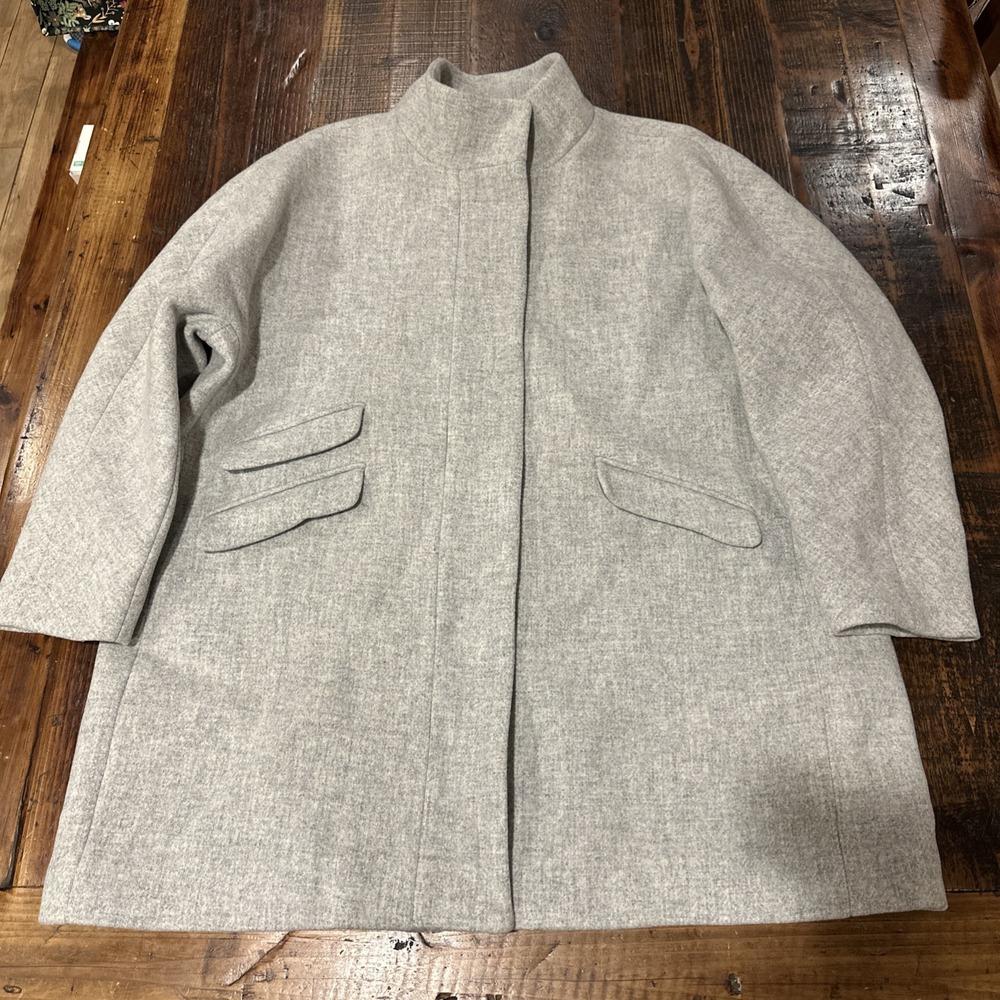 J Crew $350 Cocoon‎ Coat Italian Stadium Cloth Nello Gori Wool Sz 22 Grey